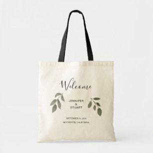 Moderne elegante waterverf vertrekt Welkomstbruilo Tote Bag