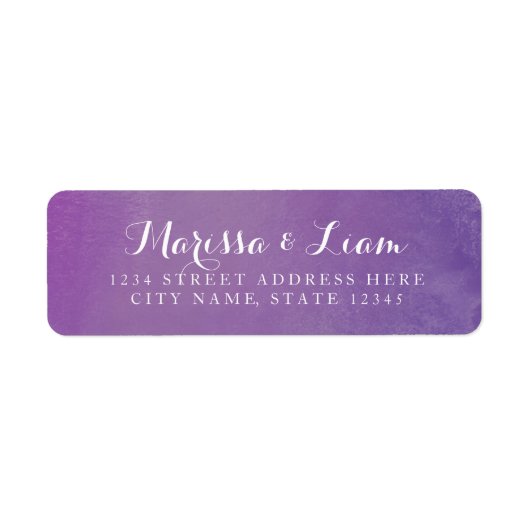 Moderne elegante Waterverf | Violet adres Etiket (Voorkant)