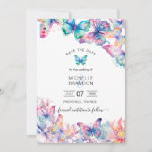 Moderne Elegante Waterverf Vlinder Wildflower Kaart (Voorkant)