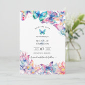 Moderne Elegante Waterverf Vlinder Wildflower Kaart (Staand voorkant)