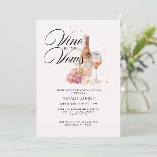 Moderne Elegante Waterverf Wijn Bruidsdouche Kaart (Staand voorkant)