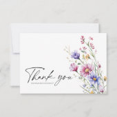 Moderne Elegante Waterverf Wildflower Bruiloft Bedankkaart (Voorkant)