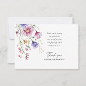 Moderne Elegante Waterverf Wildflower Bruiloft Bedankkaart (Achterkant)