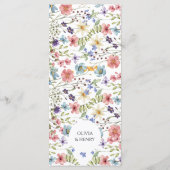 Moderne Elegante Waterverf Wildflower Bruiloft Menu (Achterkant)