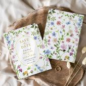 Moderne Elegante Waterverf Wildflower Bruiloft Save The Date
