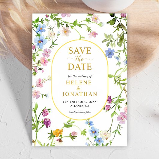 Moderne Elegante Waterverf Wildflower Bruiloft Save The Date