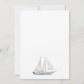 Moderne Elegante Waterverf Zeiljacht Huwelijk Kaart (Achterkant)