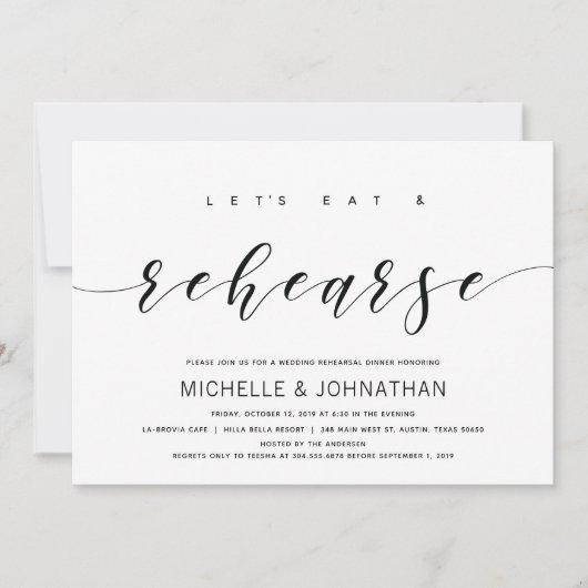 Moderne Elegante Wedding Repetitie Diner Uitnodigt Kaart (Voorkant)