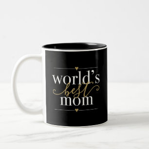 Moderne Elegante Wereld Beste Moeder Zwart En Goud Tweekleurige Koffiemok