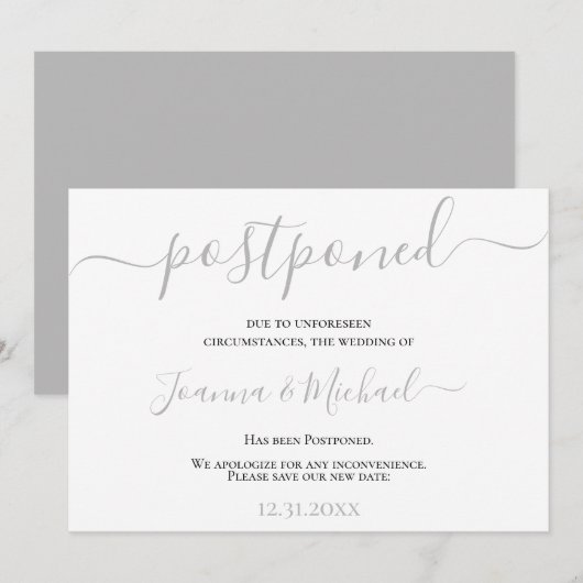 Moderne Elegante Wijziging Van Plannen Uitgestelde Kaart (Voorkant / Achterkant)