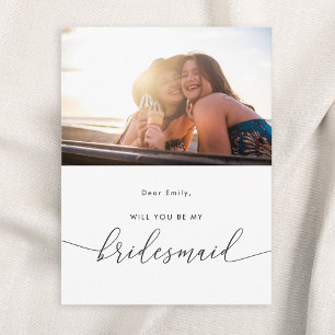 Moderne Elegante Wil Je Mijn Bruidsmeisje Foto Uitnodiging Briefkaart