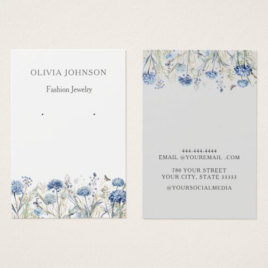 Moderne Elegante Wildbloemen oorbel display kaart (Voorkant /achterkant)