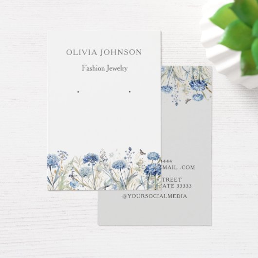 Moderne Elegante Wildbloemen oorbel display kaart (Bureau)