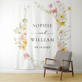 Moderne Elegante Wilde Bloem Lente Zomer Bruiloft Wandkleed