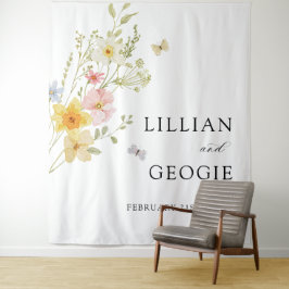 Moderne Elegante Wilde Bloem Lente Zomer Bruiloft Wandkleed