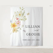 Moderne Elegante Wilde Bloem Lente Zomer Bruiloft Wandkleed (Voorkant)