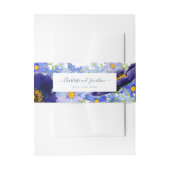 Moderne Elegante Wilde Bloemen Blauwe Bloemige Bru Uitnodigingen Wikkel (Voorkant Voorbeeld)