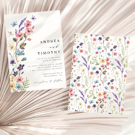 Moderne Elegante Wilde Bloemen Lente Zomer Bruilof Kaart