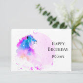 Moderne elegante wilde leeuw verjaardag kaart (Staand voorkant)