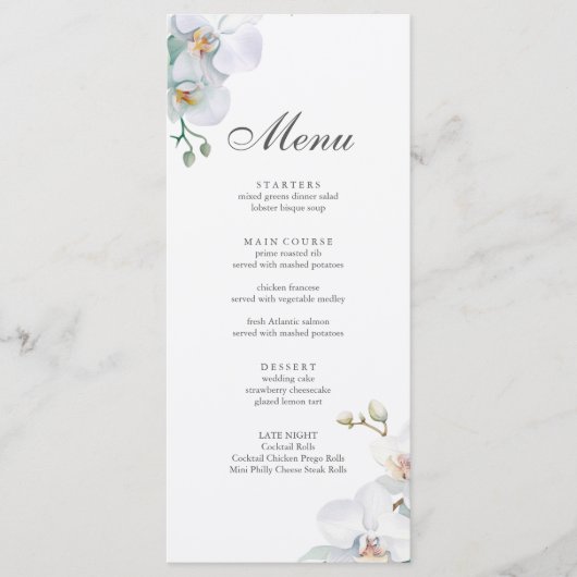 Moderne Elegante Wilde Orchidee Huwelijk  Menu (Voorkant)