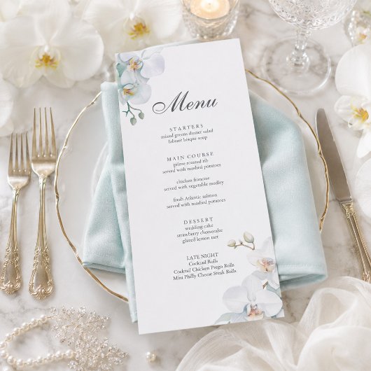 Moderne Elegante Wilde Orchidee Huwelijk Menu