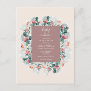 Moderne elegante wildflower baby shower uitnodigin briefkaart