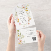 Moderne Elegante Wildflower Lente Zomer Bruiloft All In One Uitnodiging (Afscheurbaar)