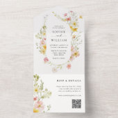 Moderne Elegante Wildflower Lente Zomer Bruiloft All In One Uitnodiging (Binnen)