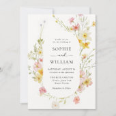 Moderne Elegante Wildflower Lente Zomer Bruiloft Kaart (Voorkant)