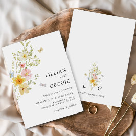 Moderne Elegante Wildflower Lente Zomer Bruiloft Kaart