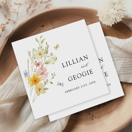 Moderne Elegante Wildflower Lente Zomer Bruiloft Servet