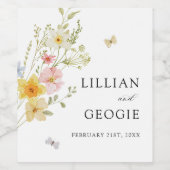 Moderne Elegante Wildflower Lente Zomer Bruiloft Wijn Etiket (Enkel label)