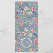 Moderne Elegante Wildflowers Dusty Blue Wedding Menu (Achterkant)