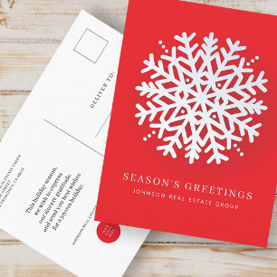Moderne Elegante Winter Sneeuw Flake Kerstvakantie Briefkaart