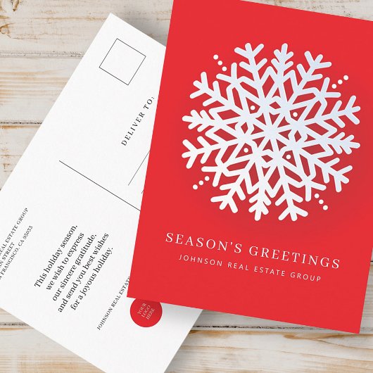 Moderne Elegante Winter Sneeuw Flake Kerstvakantie Briefkaart
