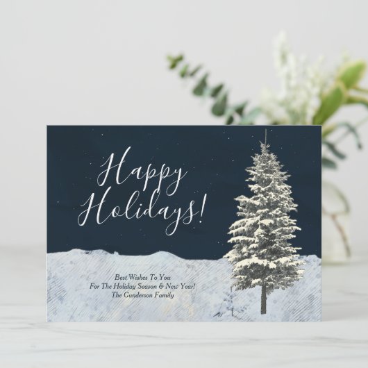 Moderne Elegante Winterboom Vakantie Kerstmis Aankondiging (Staand voorkant)