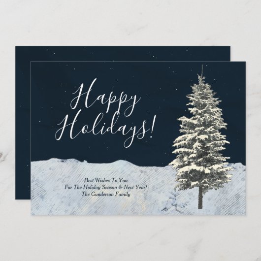 Moderne Elegante Winterboom Vakantie Kerstmis Aankondiging (Voorkant / Achterkant)