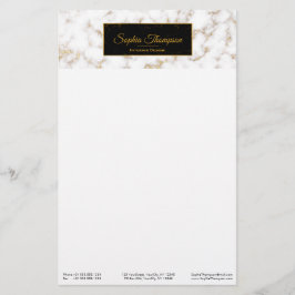 Moderne elegante wit gouden marmeren naam - briefp briefpapier