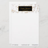 Moderne elegante wit gouden marmeren naam - briefp briefpapier (Voorkant / Achterkant)