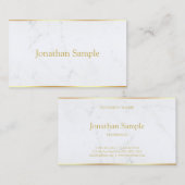 Moderne Elegante Wit Marmeren Gouden Tekst Sjabloo Visitekaartje (Voorkant / Achterkant)