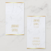 Moderne Elegante Wit Marmeren Gouden Tekst Sjabloo Visitekaartje (Voorkant / Achterkant)