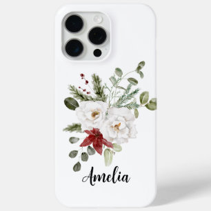Moderne Elegante Wit Rood Groen Bloemen Waterverf iPhone 15 Pro Max Hoesje