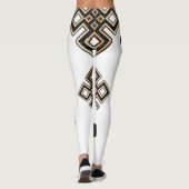 Moderne Elegante Wit Zwart Gouden Kunst Leggings (Achterkant)