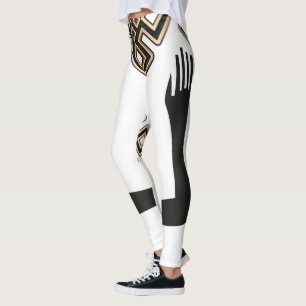 Moderne Elegante Wit Zwart Gouden Kunst Leggings