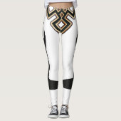 Moderne Elegante Wit Zwart Gouden Kunst Leggings (Voorkant)