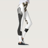 Moderne Elegante Wit Zwart Gouden Kunst Leggings (Rechts)