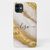 Moderne Elegante WitGouden Marmer Gepersonaliseerd Case-Mate iPhone Case (Achterkant)