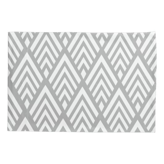 Moderne Elegante Witte Art Deco Pijlen & Grijs Kussensloop (Achterkant)