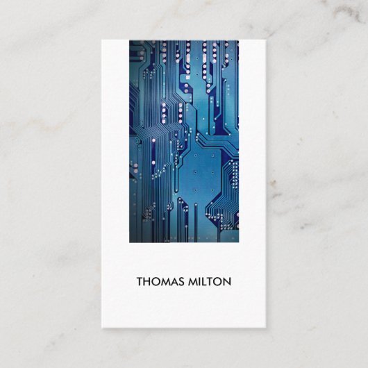 Moderne Elegante Witte Blauwe Circuit Computer Rep Visitekaartje (Voorkant)