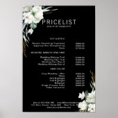 Moderne, elegante witte bloemen, prijslijst poster (Voorkant)